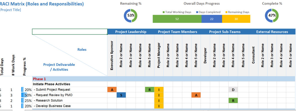 Raci Matrix With Timeline